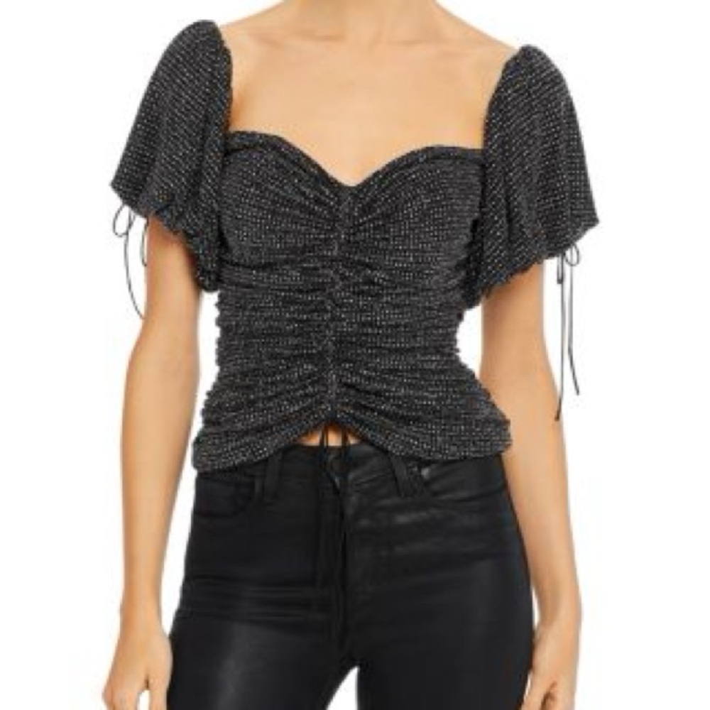 For Love & Lemons Ava Ruched Glitter Top